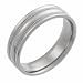 Palladium Triple Ribbed Milgrain Comfort Fit Wedding Band, 6mm wide