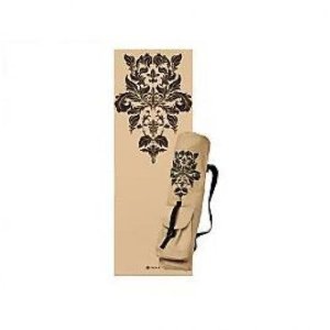Gaiam Printed Yoga Mat and Mat Bag Set (Damask Print) Black and Tan (3mm thick)