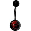 Black Red Love Chinese Symbol Belly Ring
