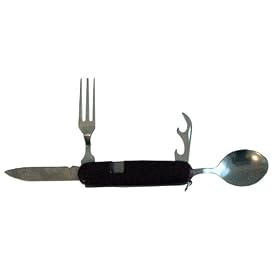 4-in-1 Camping Tool Knife Fork Spoon Can Opener Pouch by