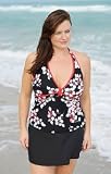 Midnight Garden Plus Size Halter Tankini Top - Plus Size Swimwear Plus Size Swimsuits