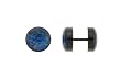 Anodized Black Stainless Steel Fake Plugs with Multiolor Blue - 16g Wire - 8mm - Sold as a Pair