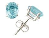 All-Natural Genuine 5x3 mm, Oval Aquamarine earrings set in 14k White Gold