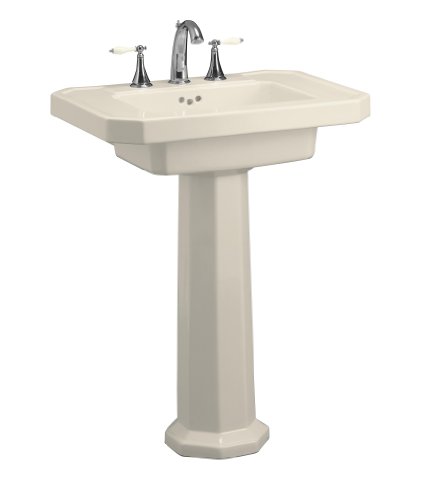 Kohler K-2322-1-47 Kathryn Pedestal Lavatory with Single-Hole Faucet Drilling, Almond