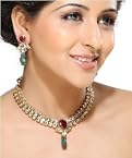 Fashion Jewellery- Round Ruby and Emerald Beads Kundan Necklace Set