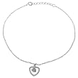 Tressa Sterling Silver Cubic Zirconia Star Heart Anklet