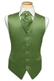 Tuxedo Vest - Solid Satin with Matching Pin Ascot, Clover