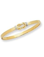 Fancy 14K 2 Tone Gold Bangle ( Length 7 Inch )