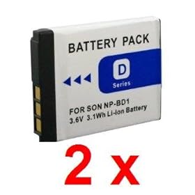 (2-Pack) Li-Ion Battery for Sony NP-BD1 / NP-FD1