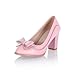Charm Foot Fashion Bows Womens Chunky High Heel Pumps Shoes