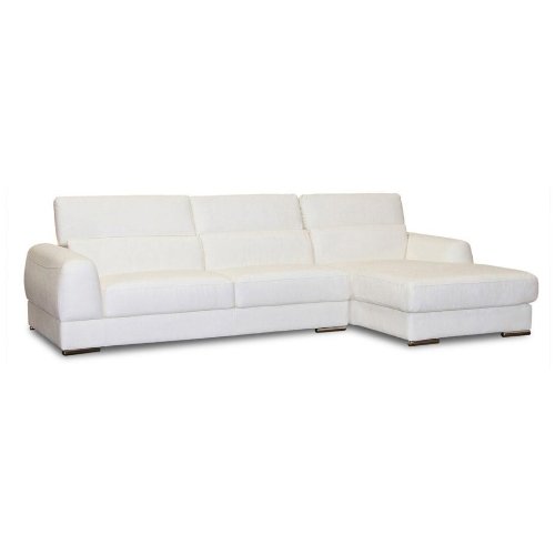 CHICAGO RIGHT FACING SECTIONAL SOFA IN WHITE LEATHER BY DIAMOND SOFA