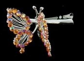 Wired Wing Mini Butterfly Beak Hair Clips – Orange
