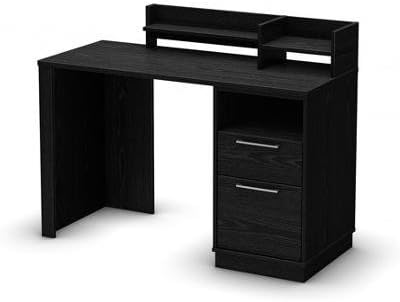 Rectangle South Shore Academic Desk, Black Oak