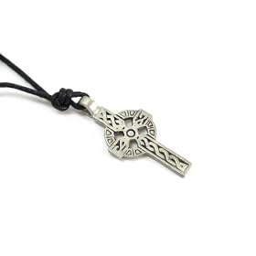 Celtic Twist Cross Pewter Pendant with Adjustable Cord Necklace