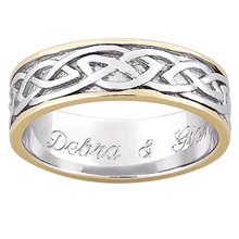 Personalized Sterling Silver Two-Toned Celtic Wedding Band