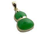 Green Jade Chinese Gourd Pendant, 14k Gold