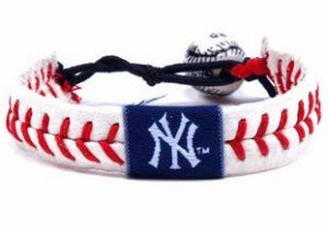 New York Yankees Baseball Handmade Seam Bracelet Classic Style Genuine Quality Leather Two Loops