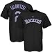Majestic Colorado Rockies #2 Trou Tulowitzki Black Players T-shirt