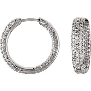 Genuine IceCarats Designer Jewelry Gift Sterling Silver Hoop Earrings. 19 Mm Cubic Zirconia Hoop Earrings Hoop Earrings In Sterling Silver