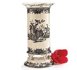 Large Decorative Black Toile Pedestal Vase For Home Decor