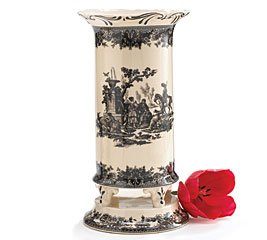 Large Decorative Black Toile Pedestal Vase For Home Decor