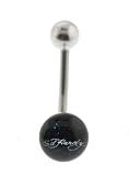 Genuine Ed Hardy Stainless Steel Belly Ring - Ed Hardy Logo in 8mm - 14 Gauge - 5mm Ball - Sold Individually