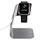 COOLcessories Apple iPhone Smart Watch Charging Station - Anti Scratch TPU Stand with Cord Management and Comfortable Viewing Angle - Fits Both Watch Sizes (Gray)