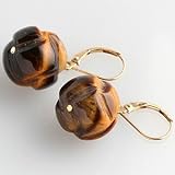 14K Yellow Gold Tigers Eye Earrings - OldCities Estate Jewelry