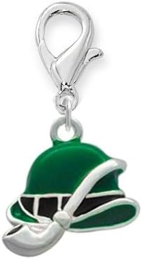 Silver Plated, Enameled Derby Hat and Pipe, Clip on Charm Qty.1