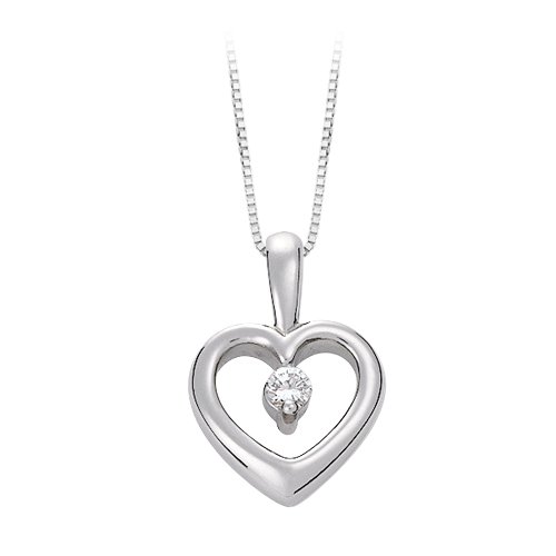 Click here for Platinum 0.07 ct. Diamond Heart Pendant with Chain prices