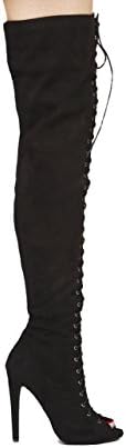 AKIRA Epiphany Lace Up Thigh High Boots - Black Suede Size 7.5