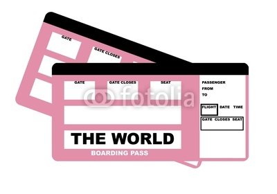 Wallmonkeys Peel and Stick Wall Decals - Travel the World Flight Tickets - 18W x 13H Removable Graphic