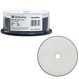 Verbatim DataLife Plus Blu-Ray White Inkjet Hub Printable 6X 50GB BD-R Double Layer DL Media 25 Pack in Cake Box