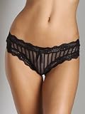 Elle Macpherson Intimates Sheer Ribbons Thong E16-328 L/Black