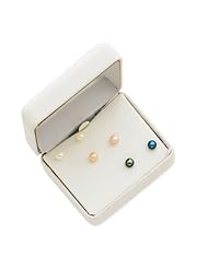 Genuine 14K Three Pair Box Set Cultured Pearl Earrings. 100% Satisfaction Guaranteed.