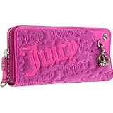 Juicy Couture Charming Zip Around Magenta Velour Clutch