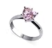 bdr1009-5 .925 Sterling Silver Heart Pink Topaz Cubic Zirconia 3mm Solitaire Ring Size 5,6,7,8,9,10