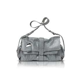 Francesco Biasia Motion - Calf Leather Flap Shoulder Bag Gray