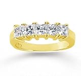 18k Yellow Gold 5 Stone 1 1/2Ct Diamond Anniversary Band