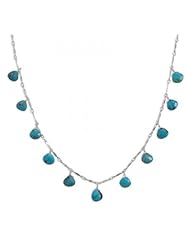 MMA Silver - 16 inch Necklace with 11 Faceted Turquoise Drops