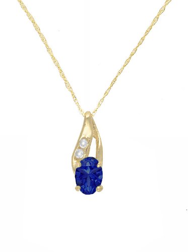 10k Yellow Gold Blue Sapphire Necklace