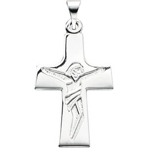 14K White Gold Crucifix Pendant