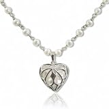 Sterling Silver Fresh Water Cultured Pearl Heart Pendant with Chain -17''