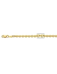 14K 22" Yellow Gold 3.1mm Polish Diamond Cut Cable Link Chain With Lobster Clasp