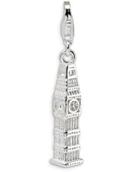Sterling Silver Polished Clock Tower w/Lobster Clasp Charm