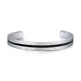 Unisex Surgical Steel Cuff Bracelet with Black Onxy Highlight