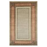 Bhutan Area Rug with Modern Border in Cinnabar