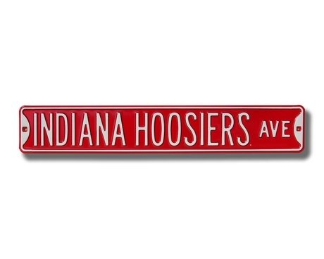 INDIANA HOOSIERS "INDIANA HOOSIERS AVE" AUTHENTIC METAL STREET SIGN (6" X 36")