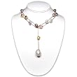 HinsonGayle Extreme Baroque Collection Premium Exotic Metallic Multicolor Baroque Cultured Pearl Tin Cup Necklace (33 Inches)