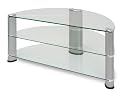 Techlink Avatar PTV2 - Designer Glass Stand For LCD & Plasma TV Up To 50" Or 100kg - Silver Legs With Clear Glass